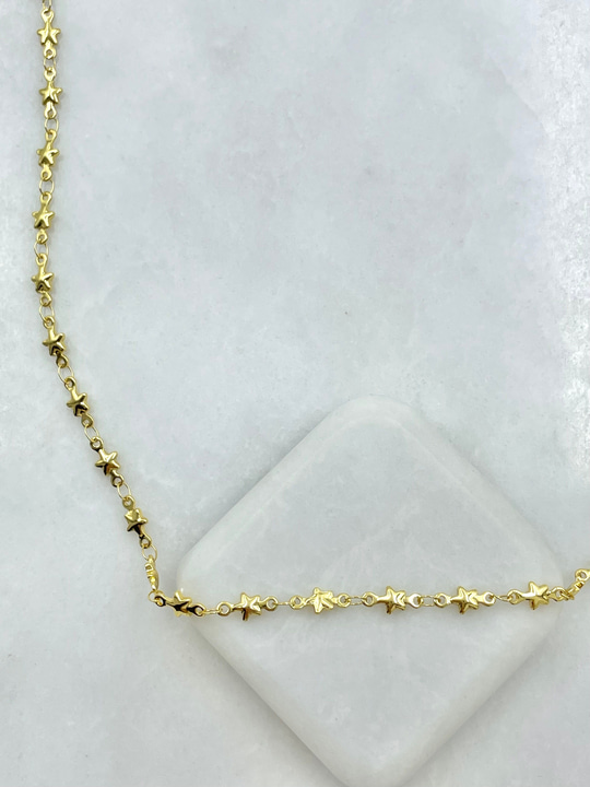 Çelik Minik Yıldız Kolye 60 cm Gold
