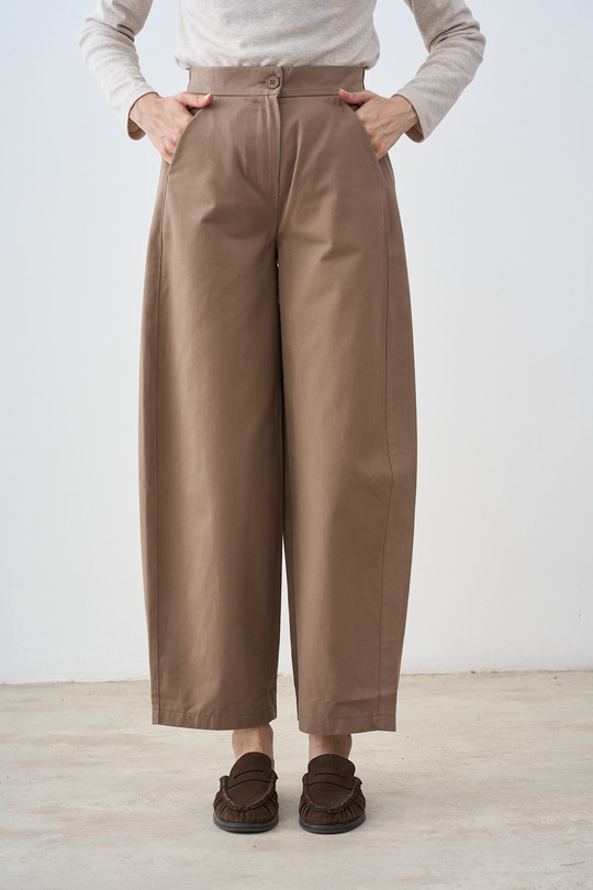 Beli Lastikli Çift Cepli Baggy Pantolon Vizon