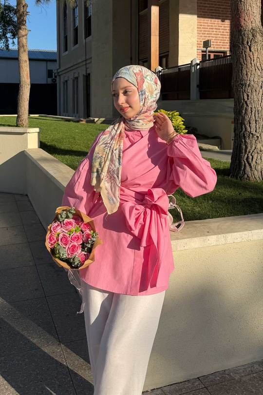 Omuz Bağlamalı Poplin Gömlek Pembe