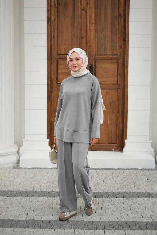 Pantolonlu Takım Açık Gri