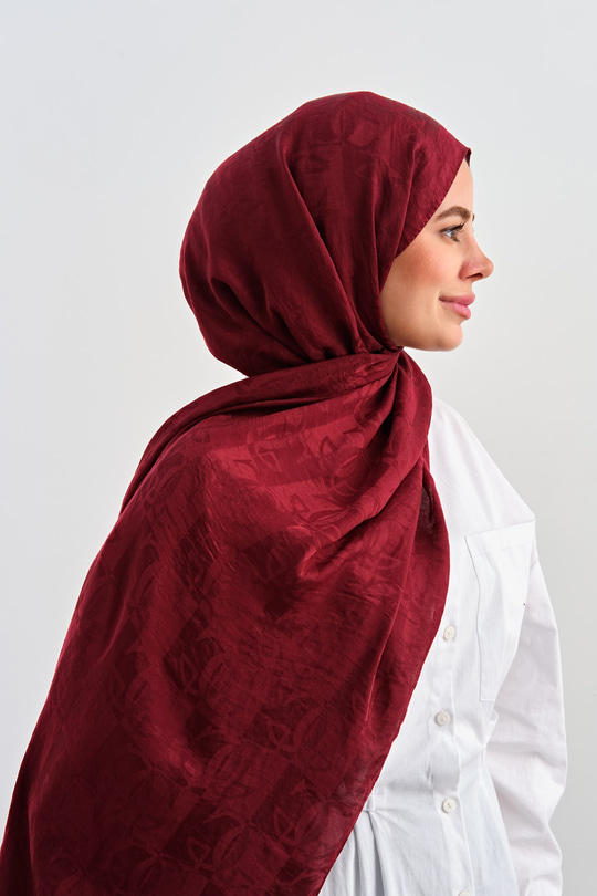 Şekil Desen Şal Bordo