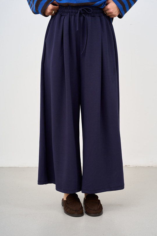 Beli Ayarlanabilir Lastikli Bol Pantolon Lacivert