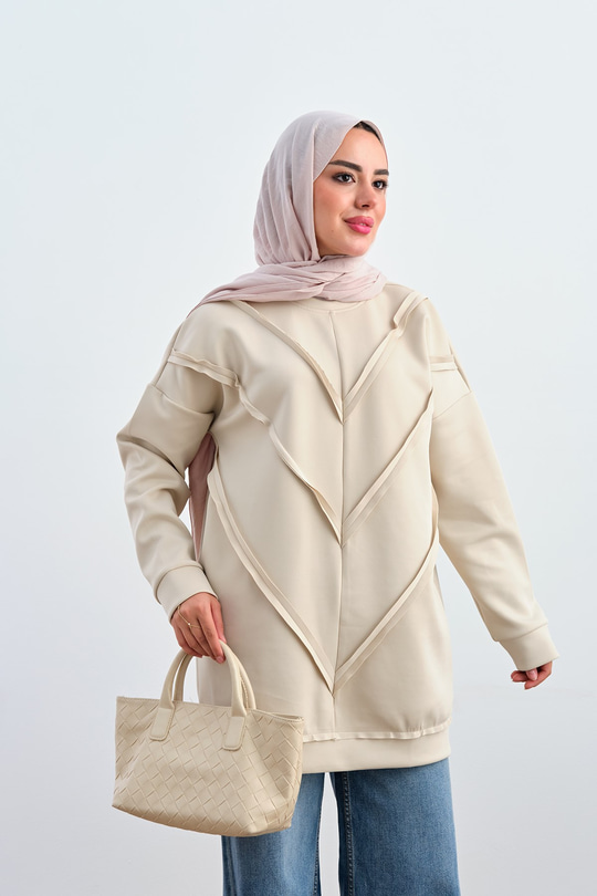 Önü V Detaylı Tunik Taş