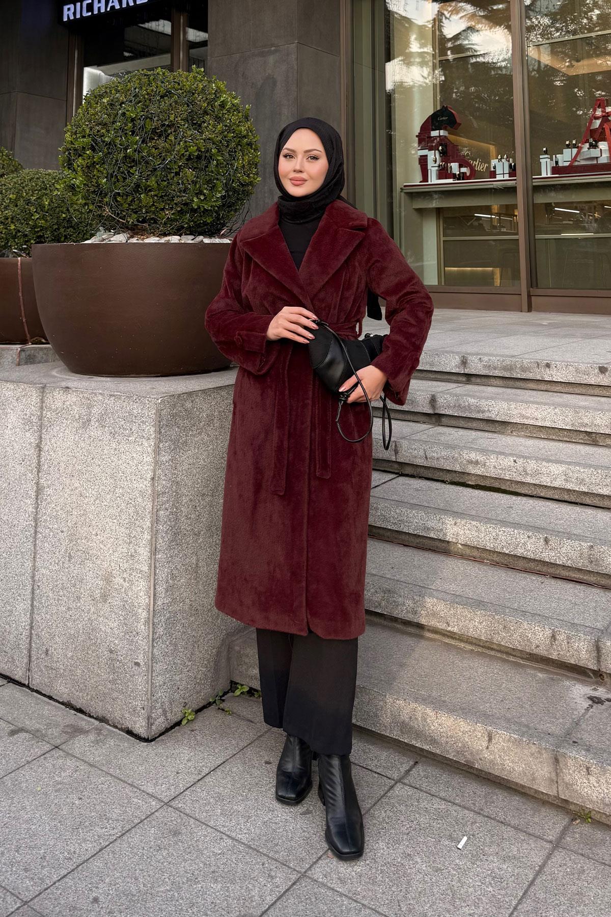 Apoletli Uzun Kaban Bordo