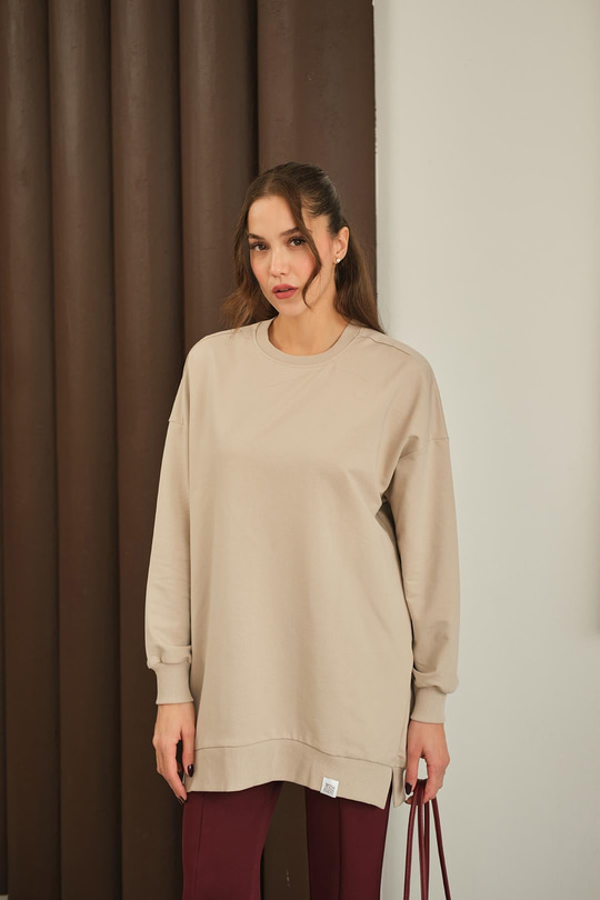 Arma Detay Oversize Tunik Krem