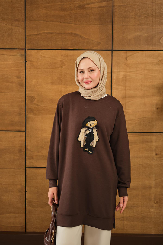 Ayıcık Detay Tunik Kahverengi