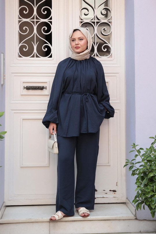 Balon Kol  İkili Takım Lacivert