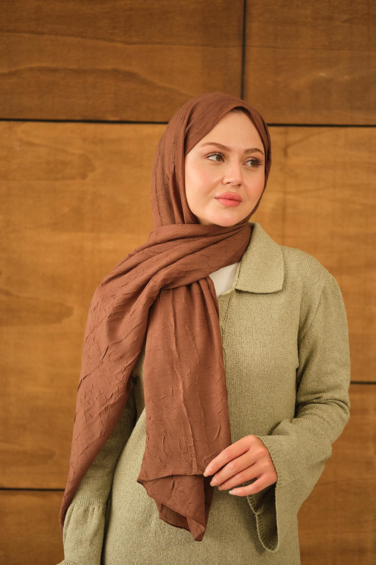 Bambu Kraş Şal Açık Kahve