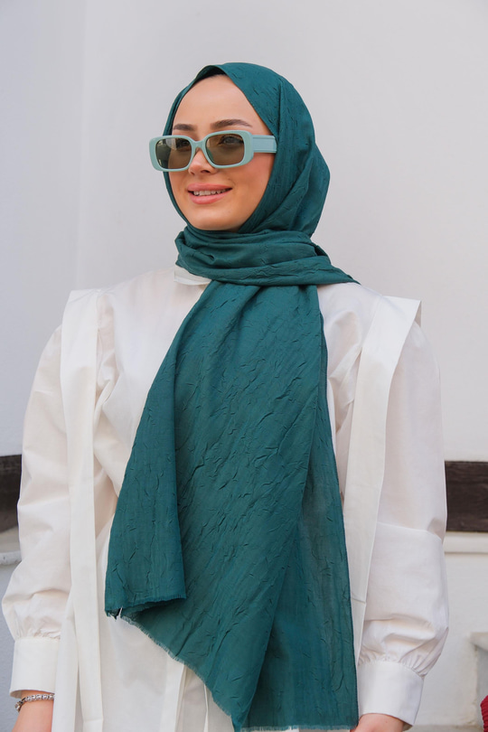 Bambu Kraş Şal Zümrüt Yeşil