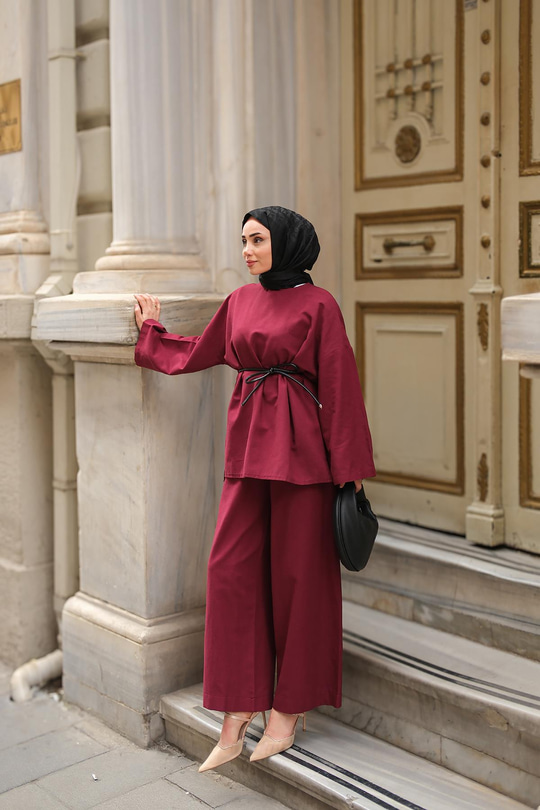 Basıc Keten Takım Bordo