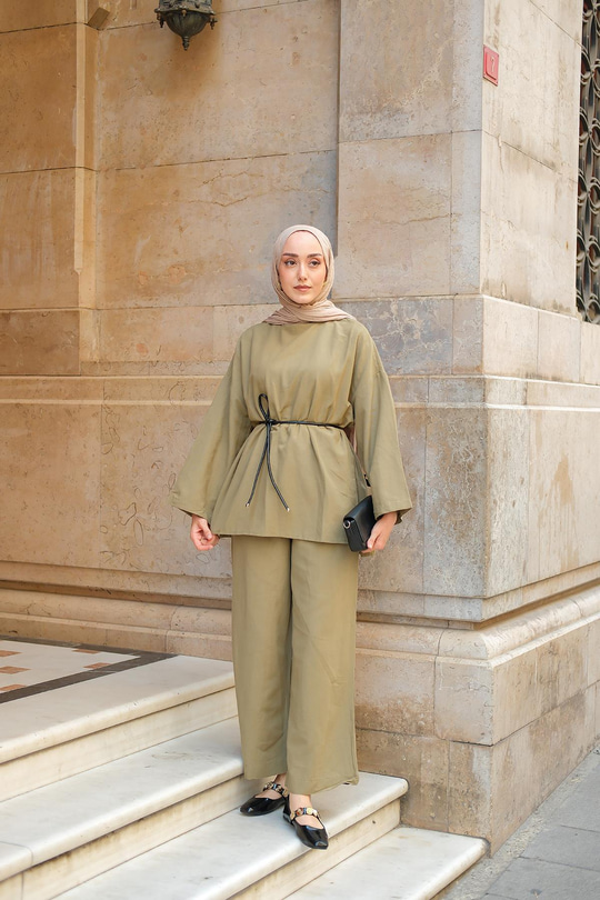 Basıc Keten Takım Fıstık Yeşil