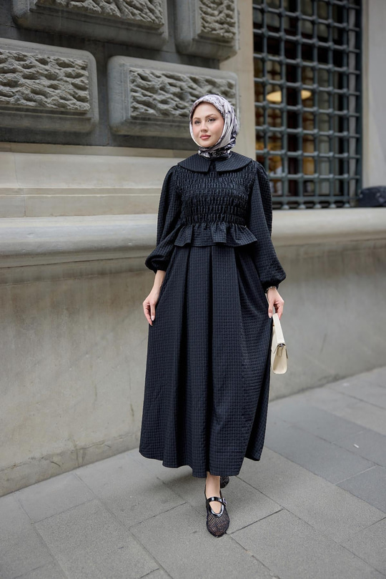 Bebe Yaka Üstü Lastikli Takım Siyah