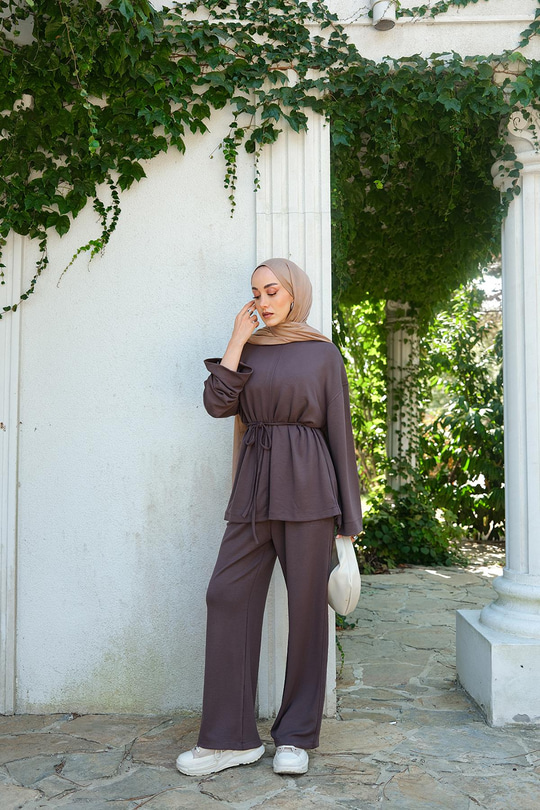 Bel Bağlamalı İkili Takım Kahverengi