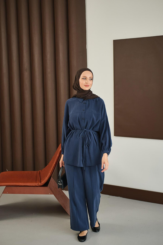 Bel Bağlamalı İkili Takım Lacivert