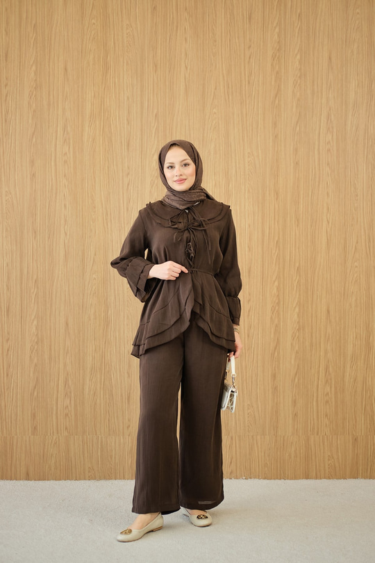 Bel Bağlamalı Takım Kahverengi