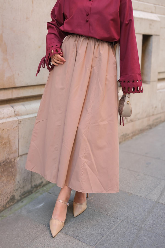 Bel Lastikli Etek Vizon