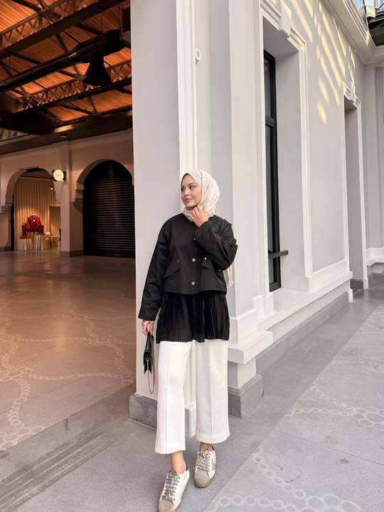 Bel Lastikli Pileli Regular Tül Etek İçlik Siyah