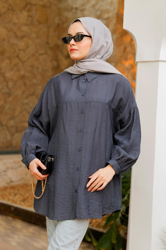 Belden Bağlamalı Gömlek  Antrasit