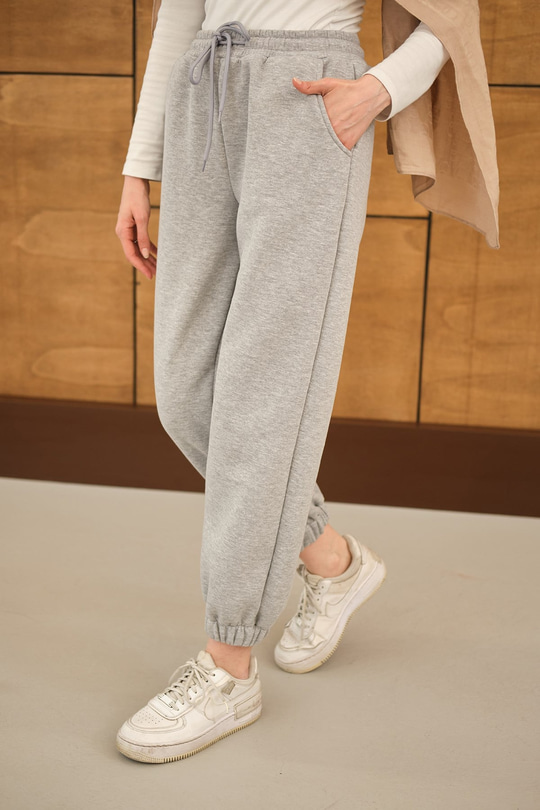 Beli Lastikli Eşofman Koyu Gri