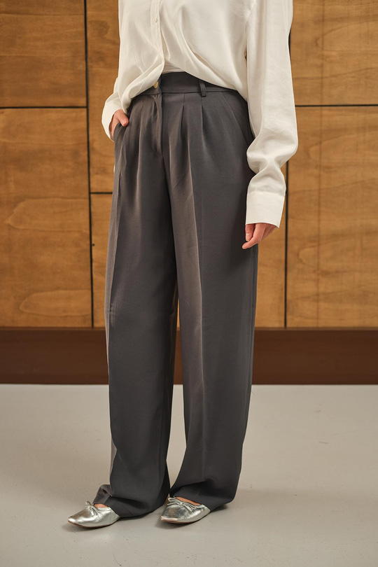 Beli Lastikli Pileli Pantolon Füme