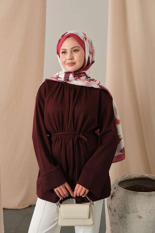 Beli Lastikli Tunik Bordo