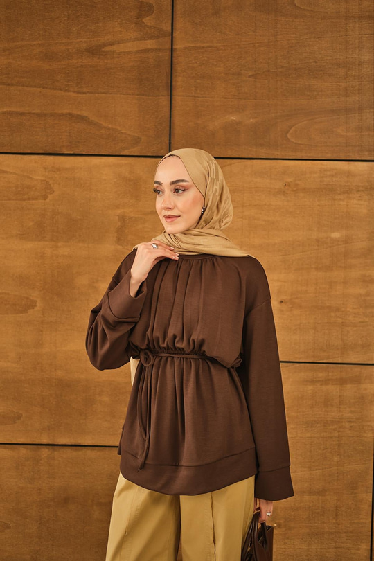 Beli Lastikli Tunik Kahverengi