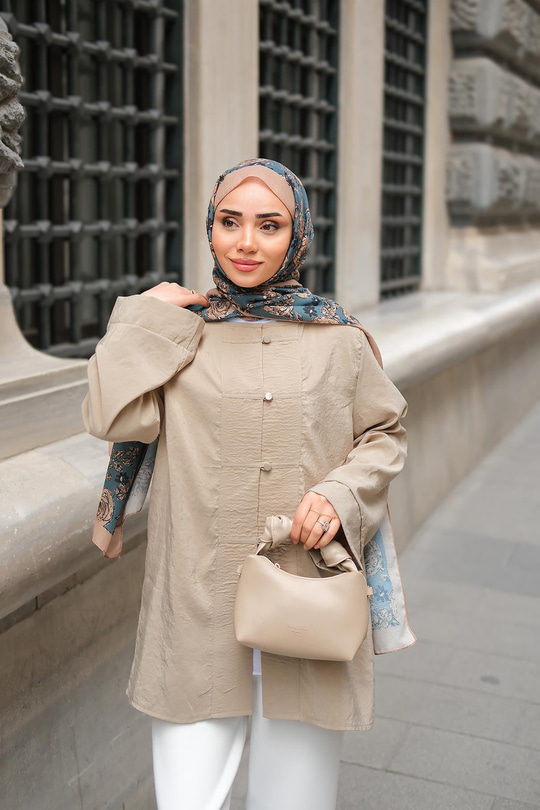 Bisiklet Yaka Gömlek Vizon