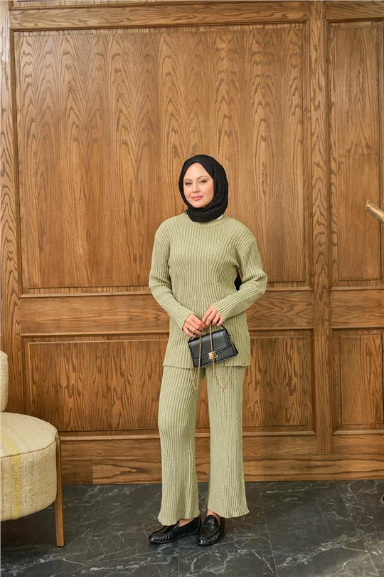 Bisiklet Yaka Triko Takım Yeşil