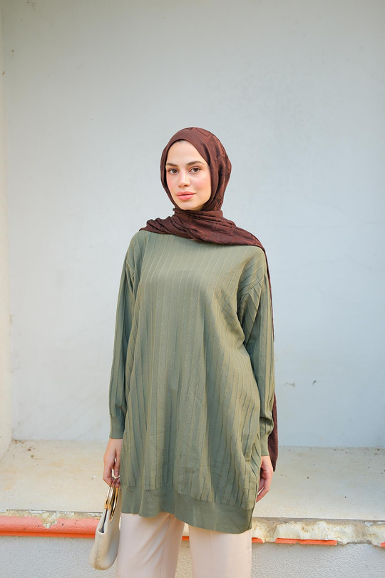 Bisiklet Yaka Tunik Çağla Yeşil