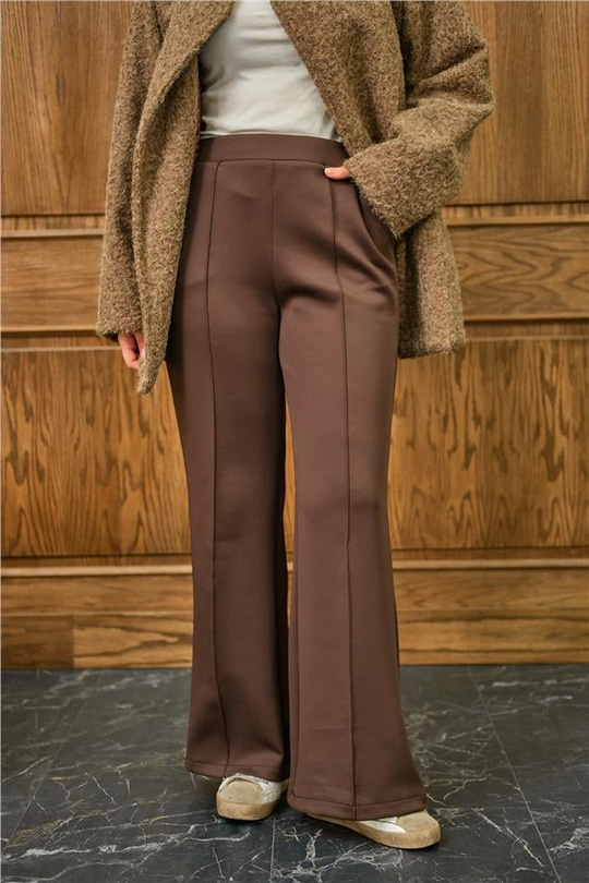 Biyeli Scuba Pantolon Kahverengi