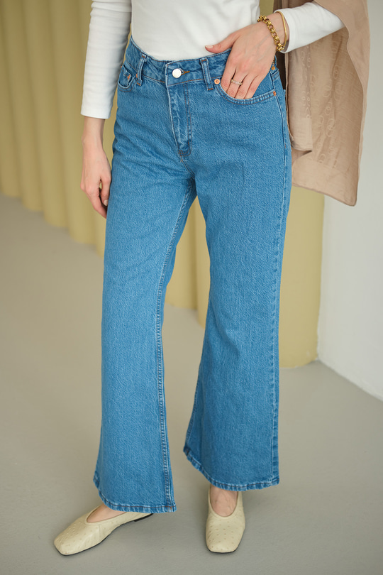 Boru Paça Kot Pantolon Mavi