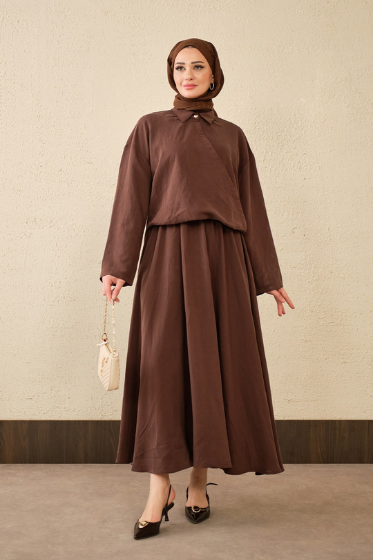 Breeze Gömlekli Elbise Kahverengi