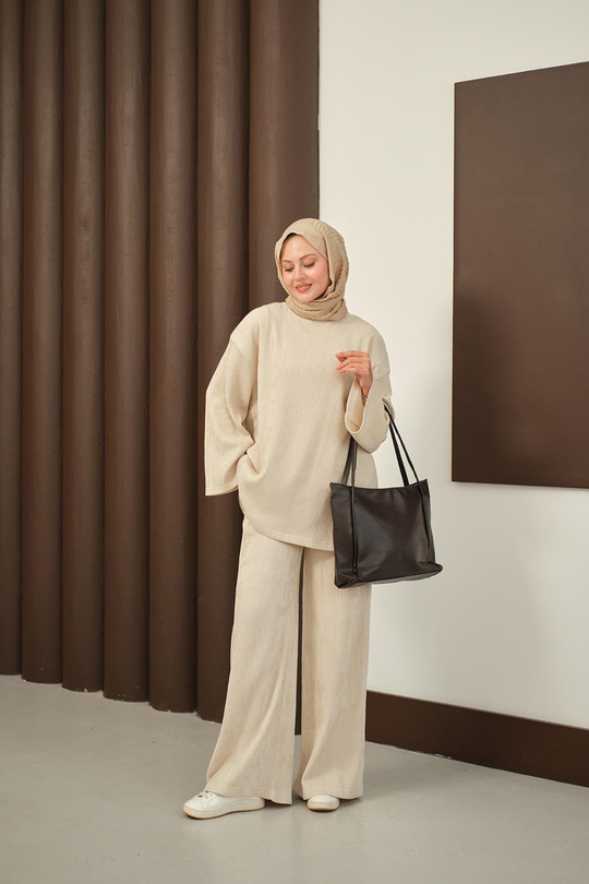 Bürümcük Desen Takım Krem