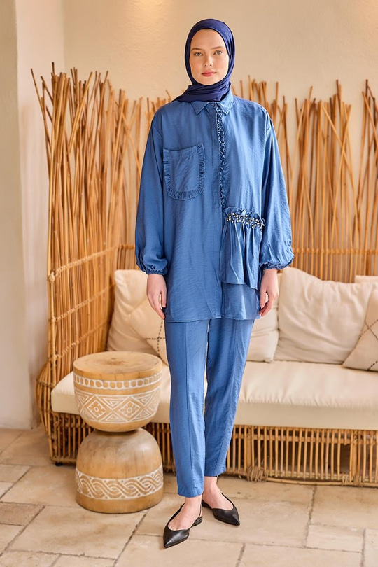 Cebi Taş Detaylı Takım Mavi