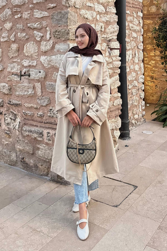 Cep Yaka Trençkot Taş