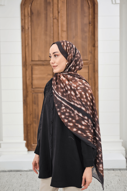 Ceylan Desen Şal Kahverengi