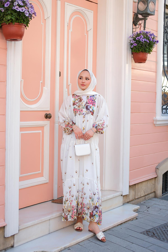 Çicek Desenli Elbise Yeşil