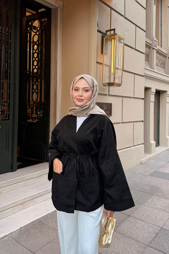 Çift Cepli Ceket Siyah