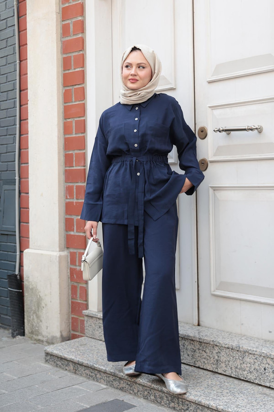 Çift Cepli İkili Takım Lacivert