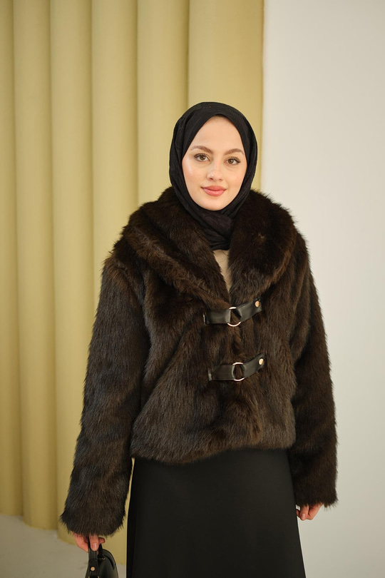 Deri Kemerli Kürk Kahverengi