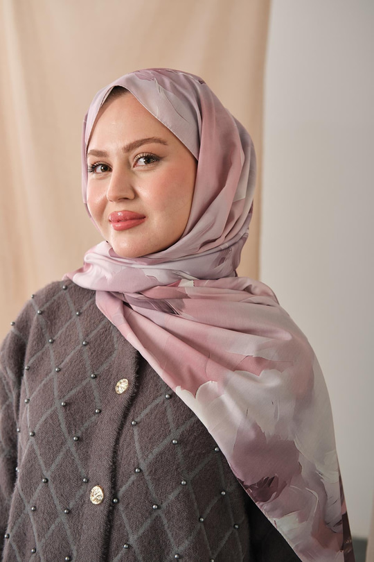 Desenli Soft Şal Pudra