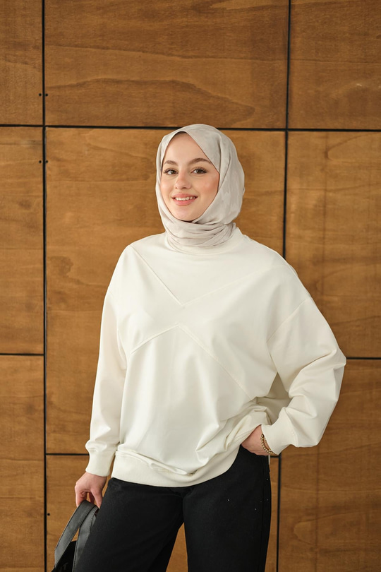 Dikiş Detay Tunik Beyaz