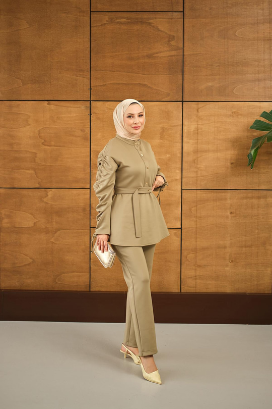 Düğme Detay İkili Takım Yeşil