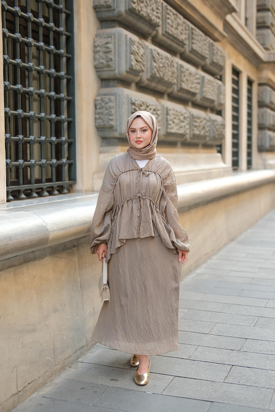 Etekli Kimono Takım Haki Yeşil