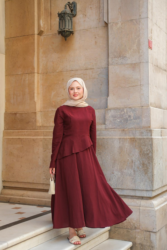 Etekli Sedef Takım Bordo