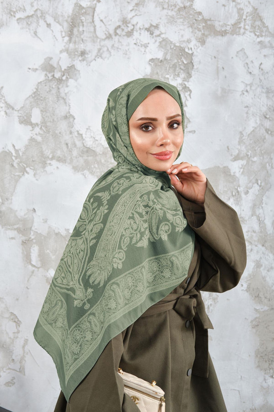 Etnik Desen Şal Fıstık Yeşil