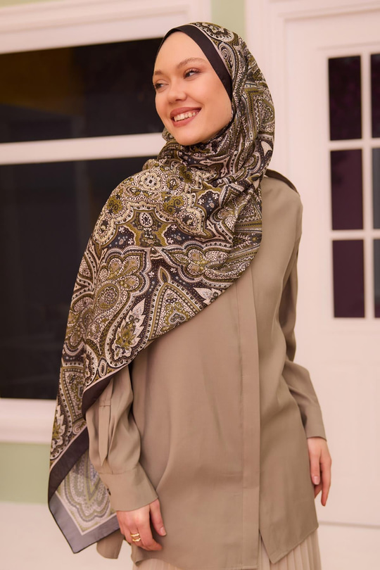 Etnik Desen Soft Şal Antrasit