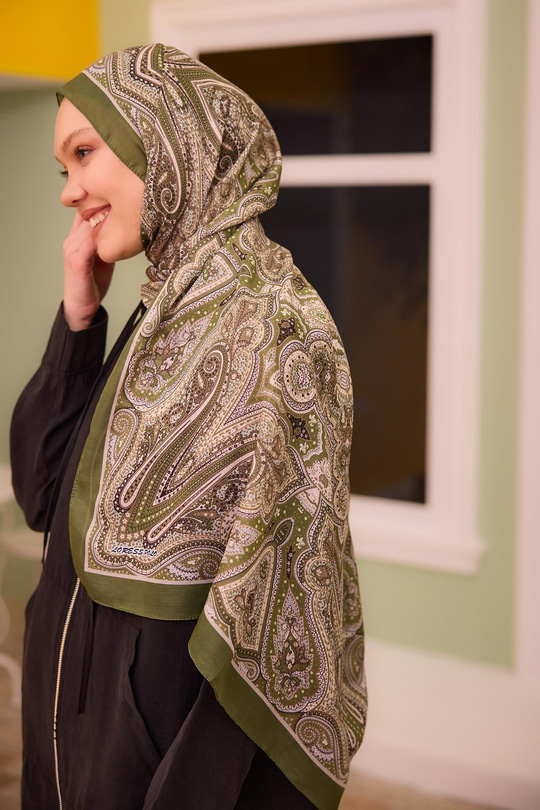 Etnik Desen Soft Şal Fıstık Yeşil