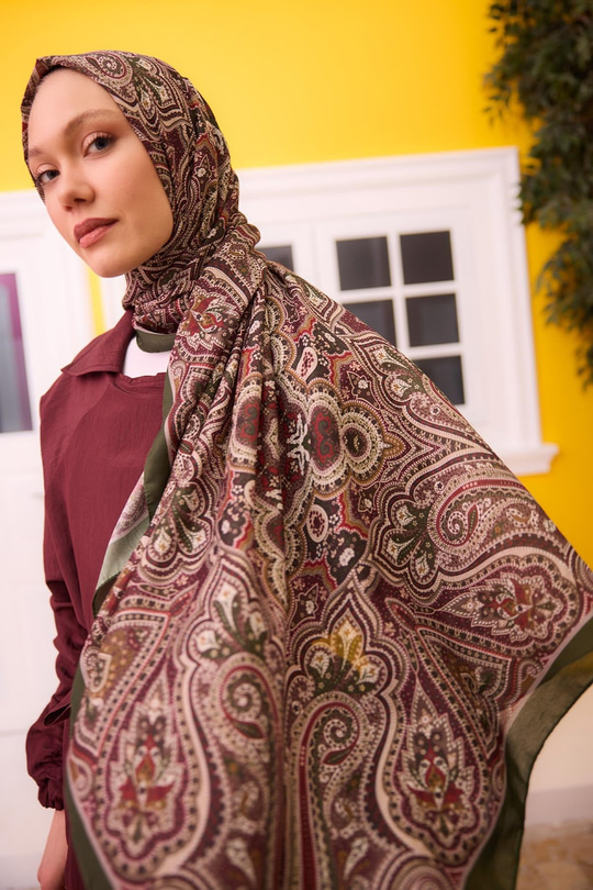 Etnik Desen Soft Şal Kırmızı