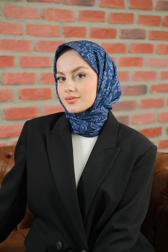 Etnik Desen Soft Şal Lacivert